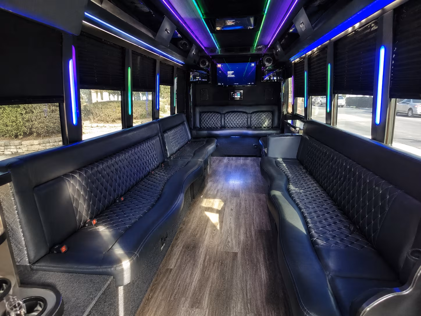 long beach 15 passenger party bus interior
