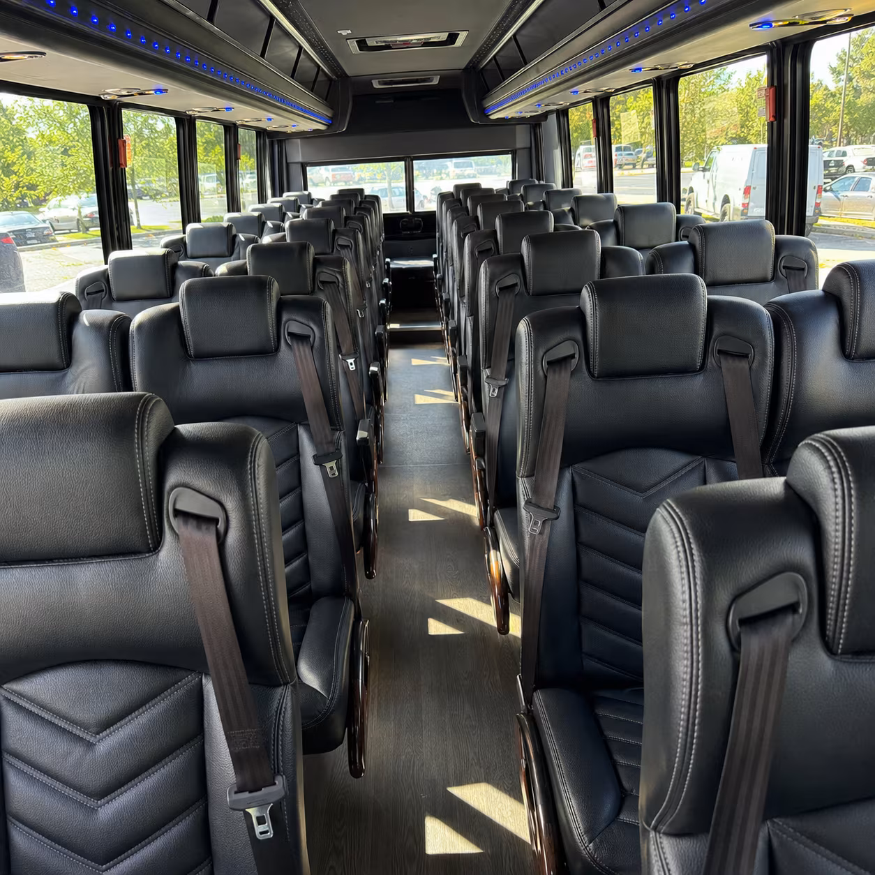long beach 28 passenger minibus interior