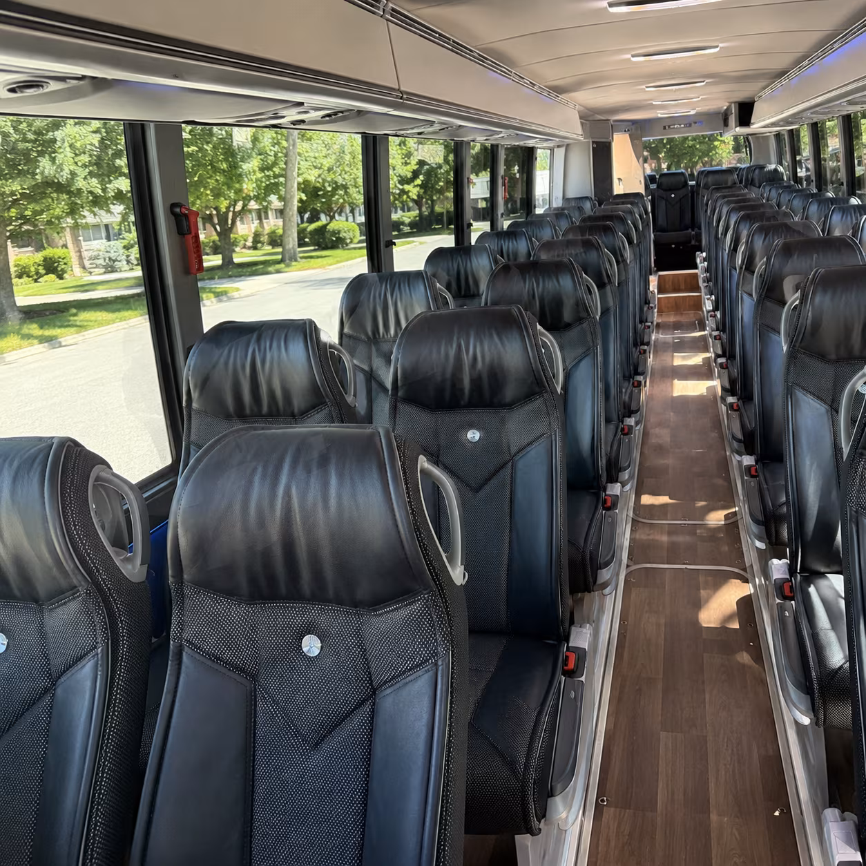 long beach 40 passenger charter bus inside
