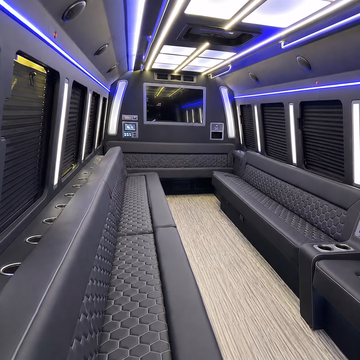 long beach 40 passenger party bus inside