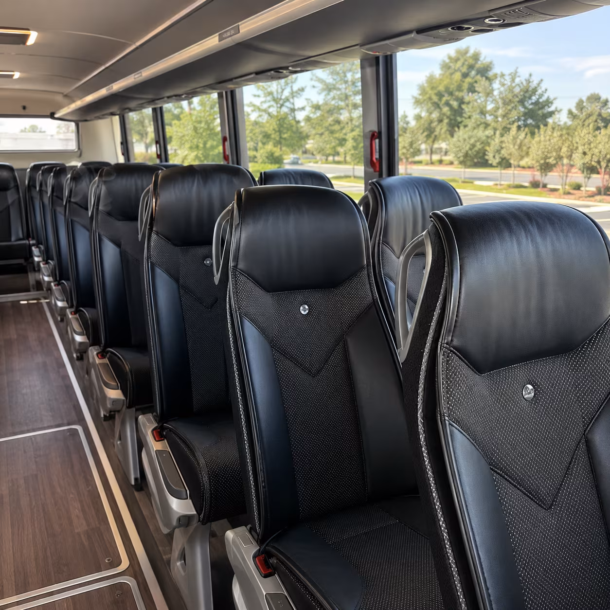 long beach 45 passenger charter bus interior