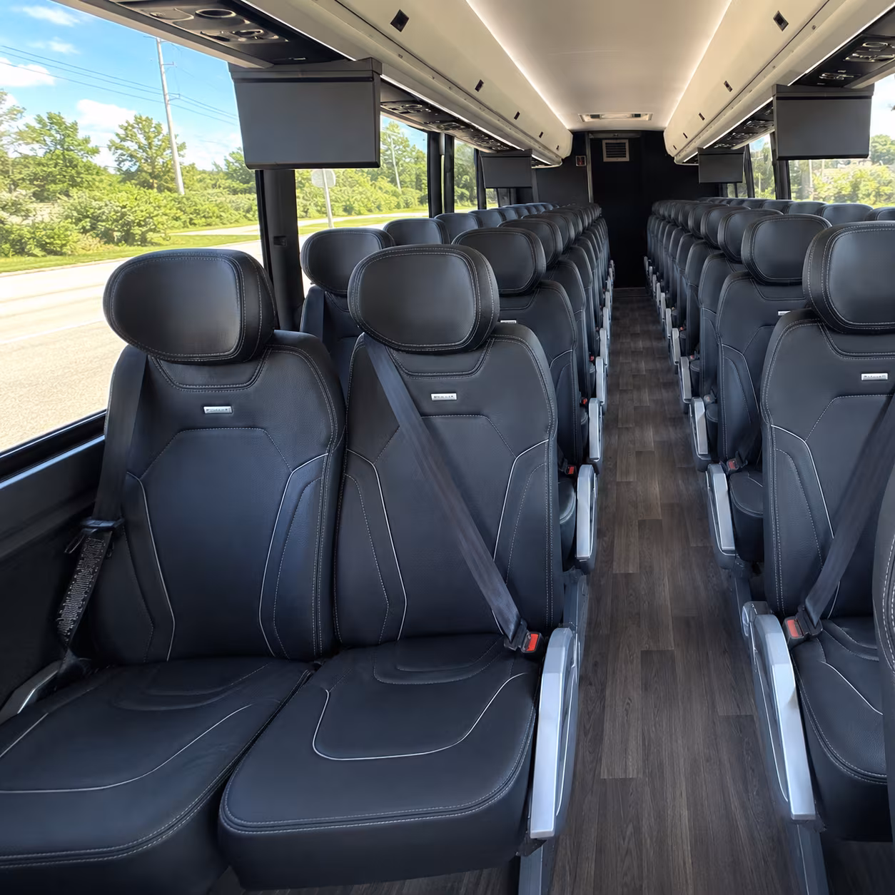 long beach 47 passenger charter bus inside