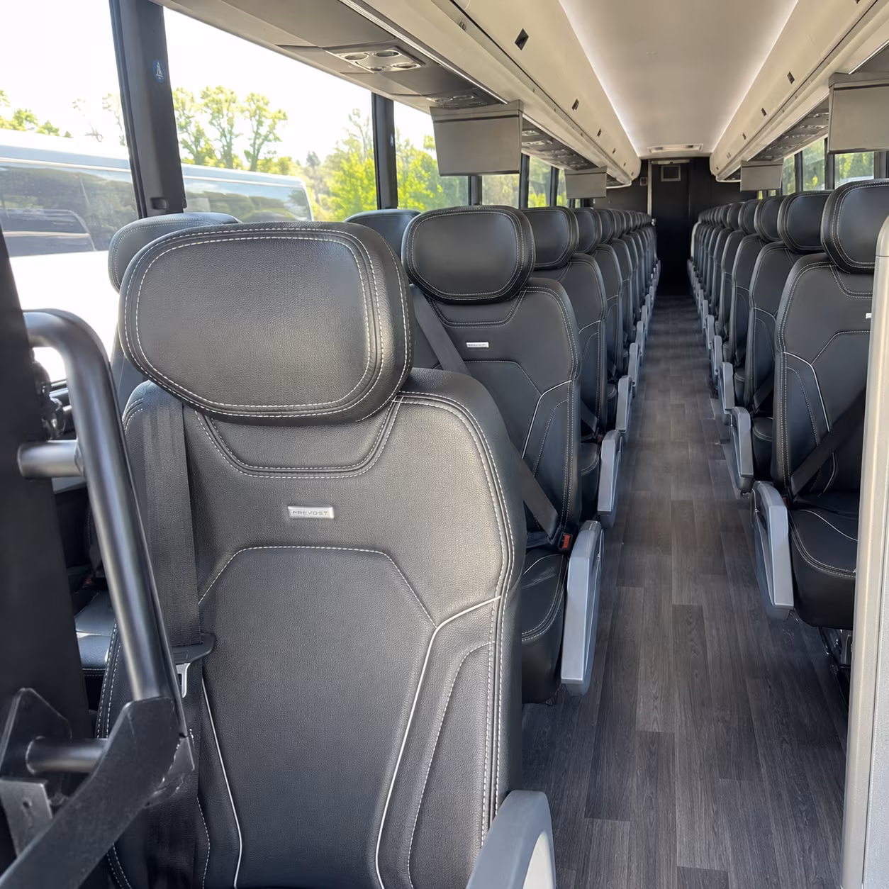 long beach 47 passenger charter bus interior
